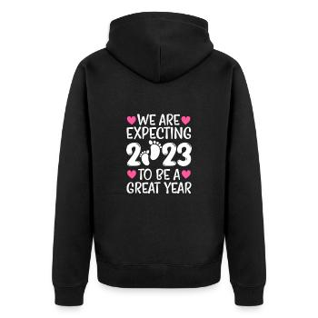 Grossesse Grossesse Naissance Bébé Cadeau - Veste à capuche bio Premium Unisexe - noir - Dos - Nico (187cm)