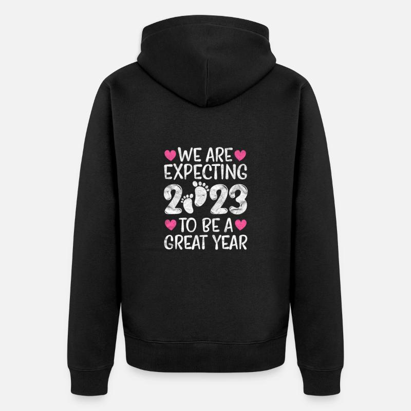 Schwangerschaft - Unisex Premium Bio Zip Hoodie - Schwarz