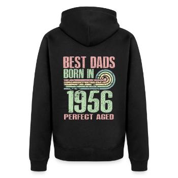 Die Besten Väter Sind 1956 Geboren, 67 Jahre Alt, - Unisex Premium Bio Zip Hoodie - Schwarz - Hinten - Nico (187cm)