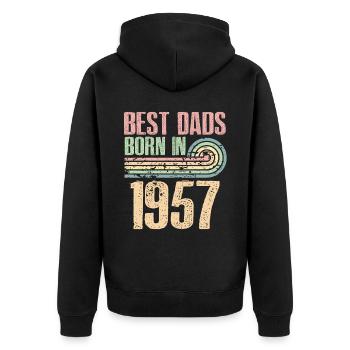 Die Besten Väter Sind 1957 Geboren, 66 Jahre Alt, - Unisex Premium Bio Zip Hoodie - Schwarz - Hinten - Nico (187cm)