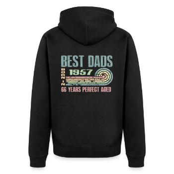 Die Besten Väter Sind 1957 Geboren, 66 Jahre Alt, - Unisex Premium Bio Zip Hoodie - Schwarz - Hinten - Nico (187cm)