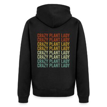 Crazy Plant Lady Pflanzenliebhaberin Planet Girl G - Unisex Premium Bio Zip Hoodie - Schwarz - Hinten - Nico (187cm)