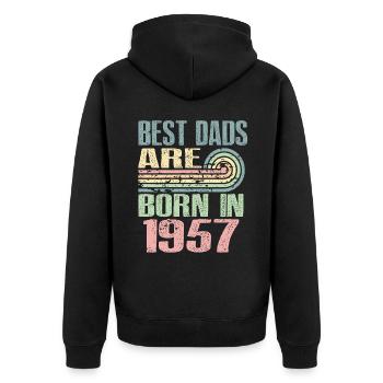 Die Besten Väter Sind 1957 Geboren, 66 Jahre Alt, - Unisex Premium Bio Zip Hoodie - Schwarz - Hinten - Nico (187cm)