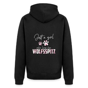 Keeshond - Unisex Premium Organic Zip Hoodie - black - Back - Nico (187cm)