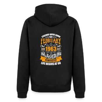 Février 1963 60e anniversaire 60 ans Cadeau - Veste à capuche bio Premium Unisexe - noir - Dos - Nico (187cm)