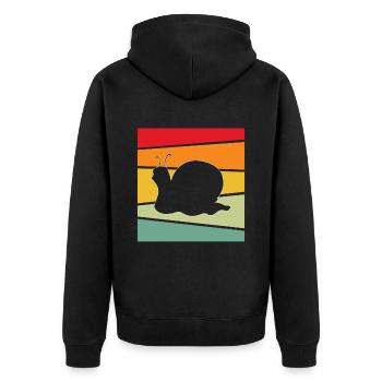 Snail Retro - Unisex Premium Organic Zip Hoodie - black - Back - Nico (187cm)