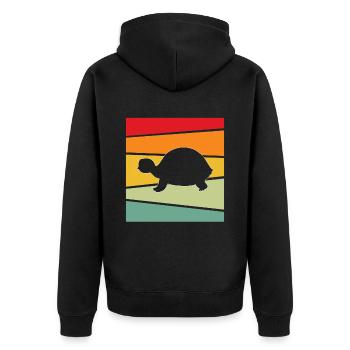 Turtle Retro - Unisex Premium Organic Zip Hoodie - black - Back - Nico (187cm)