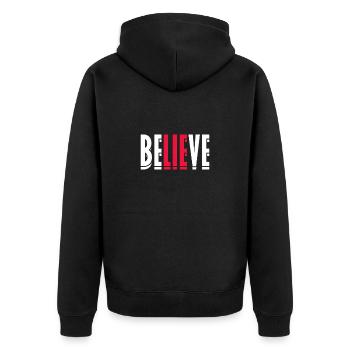 Atheist - Unisex Premium Organic Zip Hoodie - black - Back - Nico (187cm)