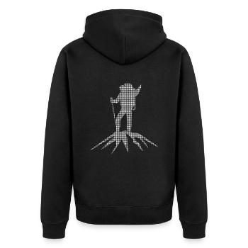 Bergsteigen - Unisex Premium Bio Zip Hoodie - Schwarz - Hinten - Nico (187cm)
