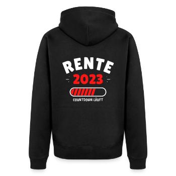 Rente 2023 - Der Countdown läuft! Das lustige - Unisex Premium Bio Zip Hoodie - Schwarz - Hinten - Nico (187cm)