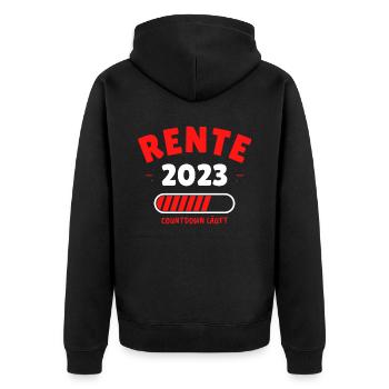 Rente 2023 - Der Countdown läuft! Das lustige - Unisex Premium Bio Zip Hoodie - Schwarz - Hinten - Nico (187cm)