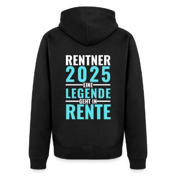 Rentner 2025 - Eine Legende geht in Rente - - Unisex Premium Bio Zip Hoodie - Schwarz - Hinten - Nico (187cm)