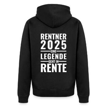 Rentner 2025 - Eine Legende geht in Rente - - Unisex Premium Bio Zip Hoodie - Schwarz - Hinten - Nico (187cm)