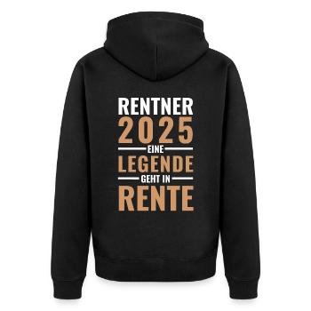 Rentner 2025 - Eine Legende geht in Rente - - Unisex Premium Bio Zip Hoodie - Schwarz - Hinten - Nico (187cm)
