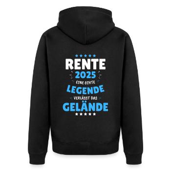 RENTE 2025 - EINE LEGENDE VERLÄSST DAS GELÄNDE! - Unisex Premium Bio Zip Hoodie - Schwarz - Hinten - Nico (187cm)