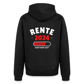 Rente 2024 - Der Countdown läuft! Das lustige - Unisex Premium Bio Zip Hoodie - Schwarz - Hinten - Nico (187cm)