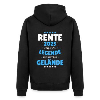 RENTE 2025 - EINE LEGENDE VERLÄSST DAS GELÄNDE! - Unisex Premium Bio Zip Hoodie - Schwarz - Hinten - Nico (187cm)