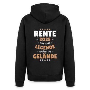 RENTE 2025 - EINE LEGENDE VERLÄSST DAS GELÄNDE! - Unisex Premium Bio Zip Hoodie - Schwarz - Hinten - Nico (187cm)