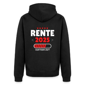 Rente 2025 - Der Countdown läuft! Das lustige - Unisex Premium Bio Zip Hoodie - Schwarz - Hinten - Nico (187cm)
