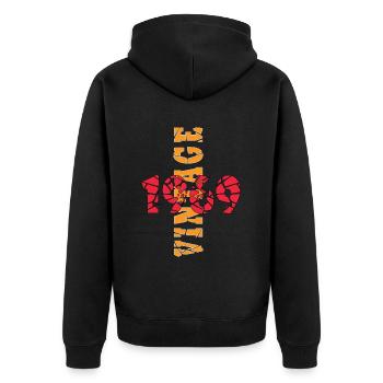 Hergestellt 1969, Geboren 1969 Geburtstag - Unisex Premium Bio Zip Hoodie - Schwarz - Hinten - Nico (187cm)