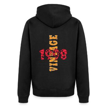 1998 Jahrgang Geburtstagsgeschenk - Unisex Premium Bio Zip Hoodie - Schwarz - Hinten - Nico (187cm)