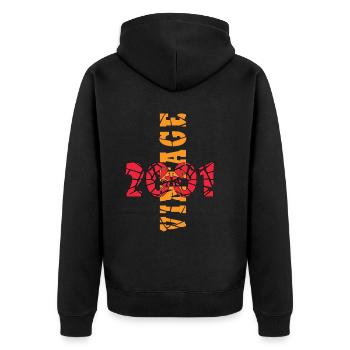 Jahrgang 22. Geburtstag 2001 Sportgeschenk - Unisex Premium Bio Zip Hoodie - Schwarz - Hinten - Nico (187cm)