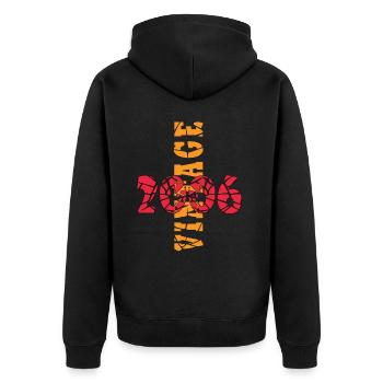 Jahrgang 17. Geburtstag 2006 Sportgeschenk - Unisex Premium Bio Zip Hoodie - Schwarz - Hinten - Nico (187cm)