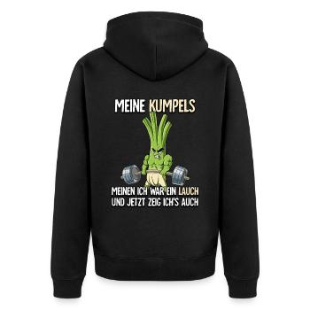 Lauch Bodybuilding Fitness Gym - Unisex Premium Bio Zip Hoodie - Schwarz - Hinten - Nico (187cm)