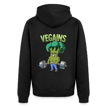 Vegains Vegan Bodybuilding Fitness Gym - Veste à capuche bio Premium Unisexe - noir - Dos - Nico (187cm)