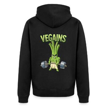 Vegains Vegan Bodybuilding Fitness Gym - Veste à capuche bio Premium Unisexe - noir - Dos - Nico (187cm)