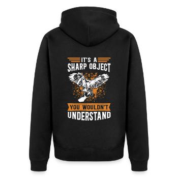 Falkner Falken Jagd Falknerei Beizjagd Geschenk - Unisex Premium Bio Zip Hoodie - Schwarz - Hinten - Nico (187cm)