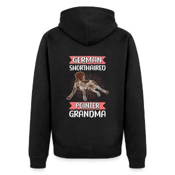 Deutsch Kurzhaar Grandma Hundebesitzerin Geschenk - Unisex Premium Bio Zip Hoodie - Schwarz - Hinten - Nico (187cm)