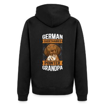 Deutsch Kurzhaar Grandpa Hundebesitzer Geschenk - Unisex Premium Bio Zip Hoodie - Schwarz - Hinten - Nico (187cm)