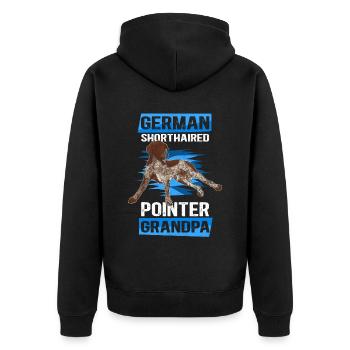 Deutsch Kurzhaar Grandpa Hundehalter Geschenk - Unisex Premium Bio Zip Hoodie - Schwarz - Hinten - Nico (187cm)