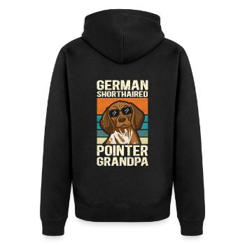 Deutsch Kurzhaar Grandpa | Hundebesitzer Geschenk - Unisex Premium Bio Zip Hoodie - Schwarz - Hinten - Nico (187cm)