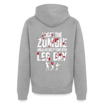 Funny Zombie Leg Day For Gym Lover - Unisex Premium Organic Zip Hoodie - heather grey - Back - Nico (187cm)