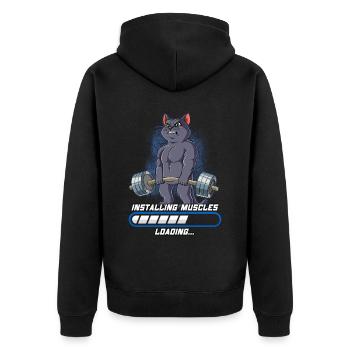 Cat Building Muscle Musculation Fitness Gym - Veste à capuche bio Premium Unisexe - noir - Dos - Nico (187cm)