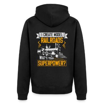 Railway fan, locomotive, railway conductor - Unisex Premium Organic Zip Hoodie - black - Back - Nico (187cm)