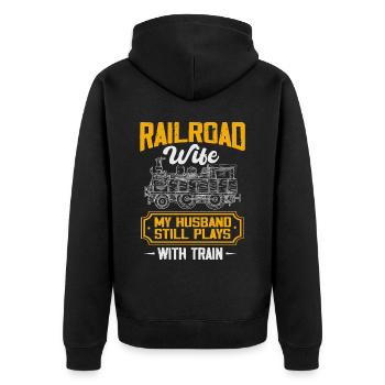 Railway fan, locomotive, railway conductor - Unisex Premium Organic Zip Hoodie - black - Back - Nico (187cm)