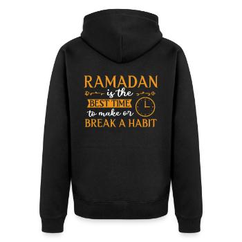 Ramadan, cadeaux du Ramadan, fêtes musulmanes - Veste à capuche bio Premium Unisexe - noir - Dos - Nico (187cm)