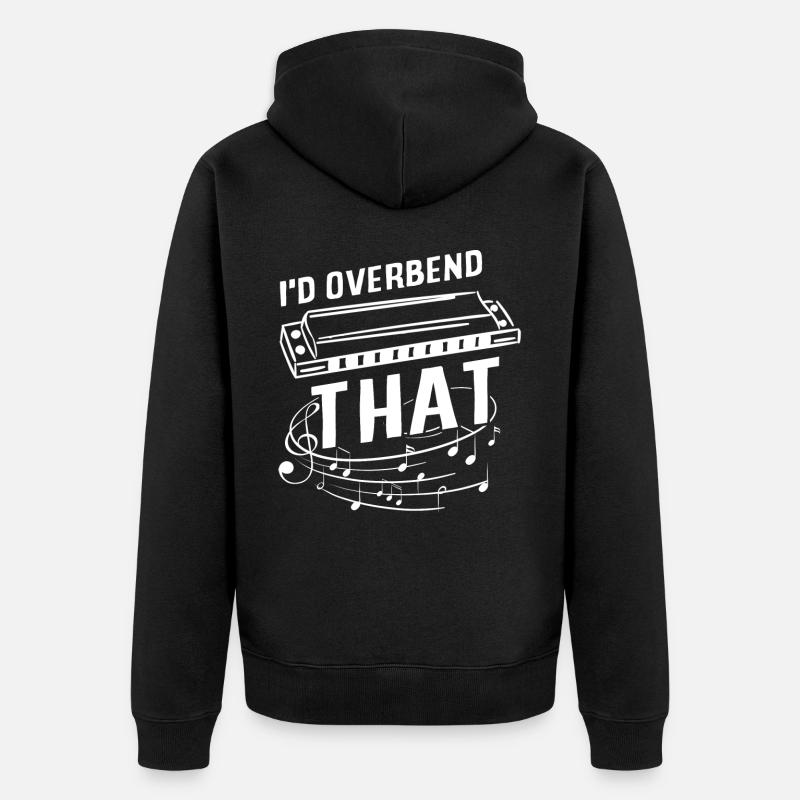 Harmonica player, Unny harmonica - Unisex Premium Organic Zip Hoodie - black