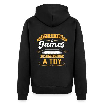 Harmonica player, Unny harmonica - Unisex Premium Organic Zip Hoodie - black - Back - Nico (187cm)