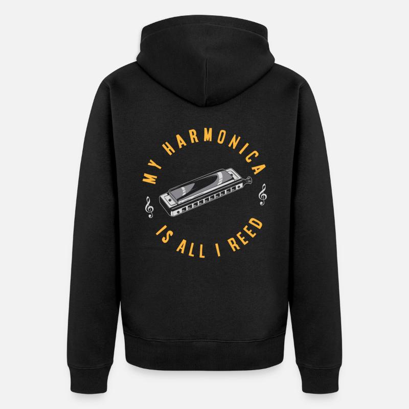 Harmoniciste, Unny harmonica - Veste à capuche bio Premium Unisexe - noir