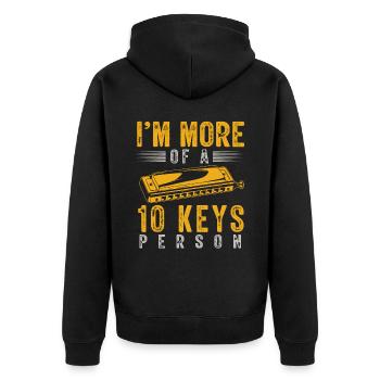 Harmonica player, Unny harmonica - Unisex Premium Organic Zip Hoodie - black - Back - Nico (187cm)