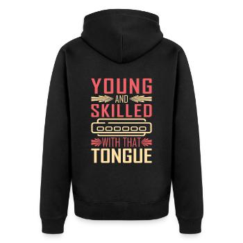 Harmonica harmonica player - Unisex Premium Organic Zip Hoodie - black - Back - Nico (187cm)