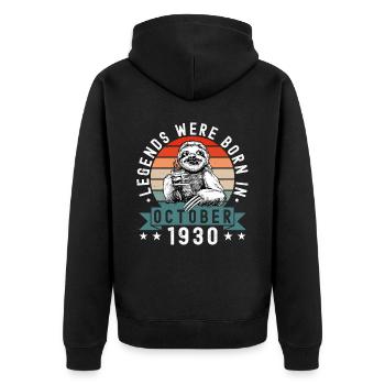 Les légendes sont nées en octobre 1930 Paresseux paresseux - Veste à capuche bio Premium Unisexe - noir - Dos - Nico (187cm)