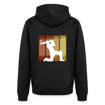 Cricket Spieler sport - Unisex Premium Bio Zip Hoodie - Schwarz - Hinten - Nico (187cm)