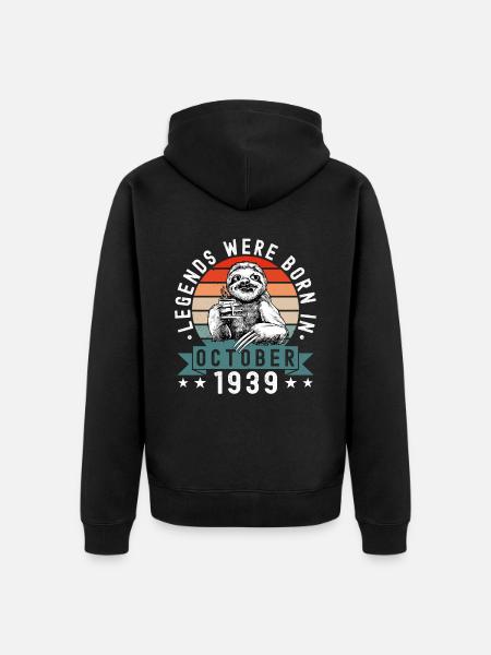 Legends Were Born In Oktober 1939 Faultier Sloth - Ekologisk premiumluvjack unisex - svart