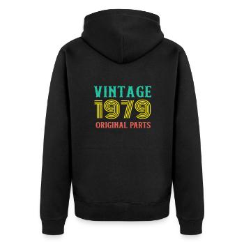 Geburtsjahr Jahrgang 1979 Originalteile Geburtstag - Unisex Premium Bio Zip Hoodie - Schwarz - Hinten - Nico (187cm)