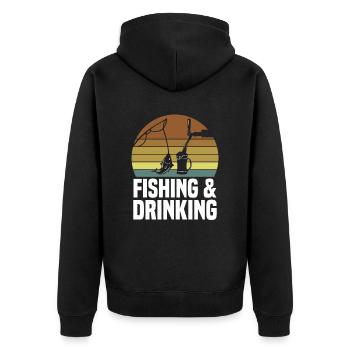 Angelhaken Fisch Lustige Stangen - Unisex Premium Bio Zip Hoodie - Schwarz - Hinten - Nico (187cm)